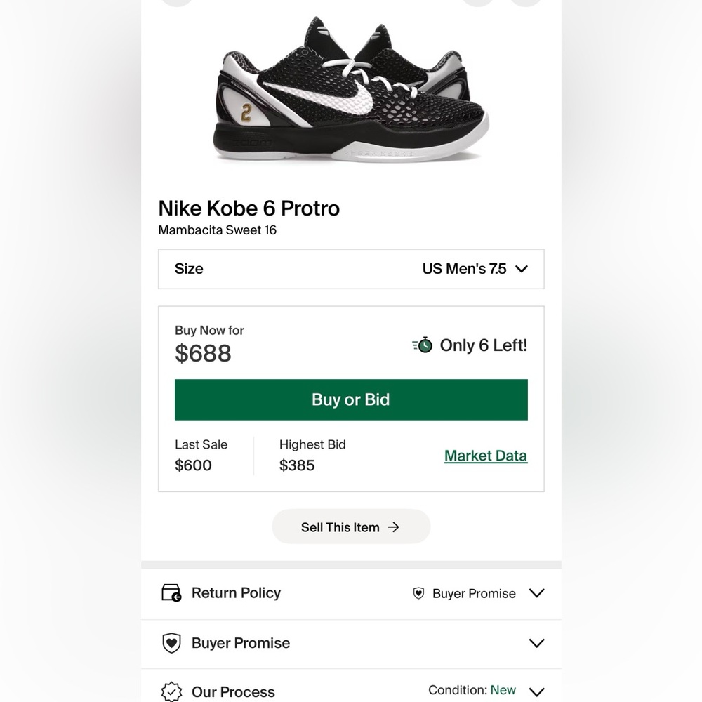 Nike Men's Kobe 6 Protro Mambacita Sweet 16